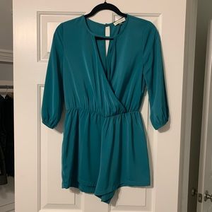 Teal long sleeve romper